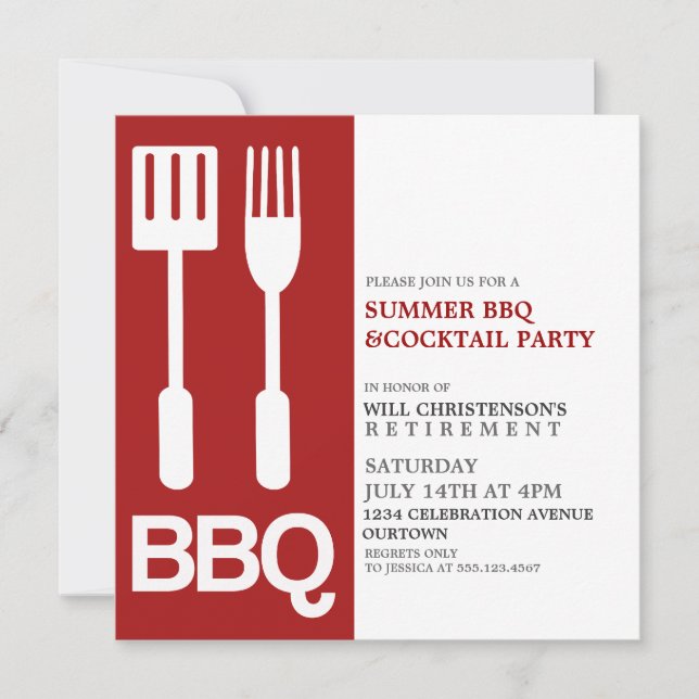 Cartes d'invitation pour une fête estivale de BBQ (Devant)