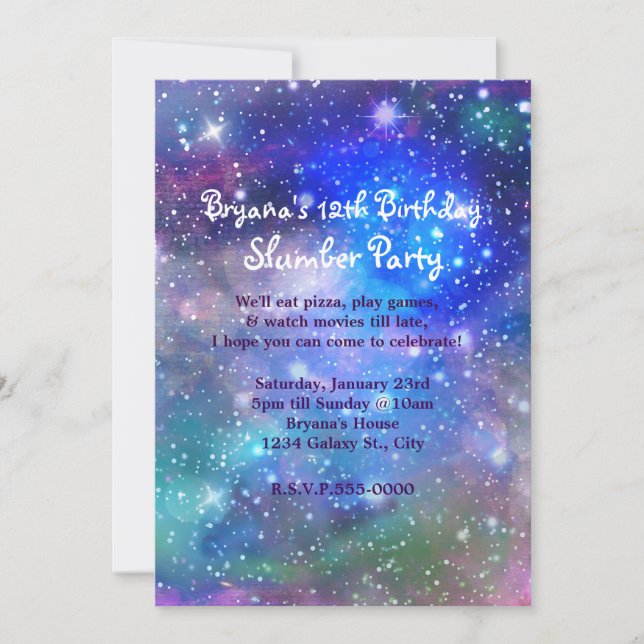Cartes d'invitation pour une fête galactique d'ann (Devant)