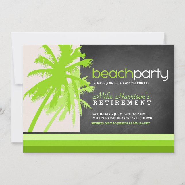 Cartes d'invitation pour une fête sur la plage aux (Devant)