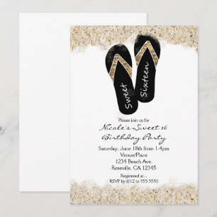 Cartes d'invitation pour une fête Sweet 16 Flip Fl