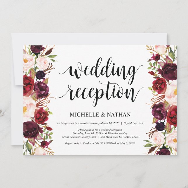 Cartes d'invitation pour une réception de mariage  (Devant)