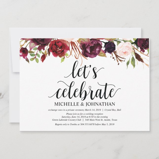 Cartes d'invitation pour une réception de mariage  (Devant)