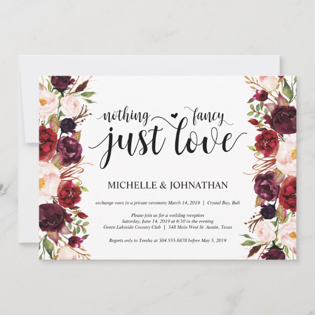 Cartes d'invitation pour une réception de mariage  (Devant)
