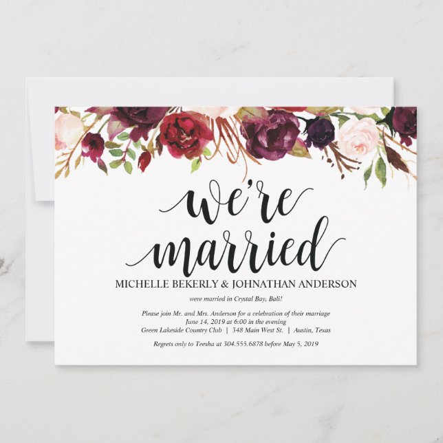 Cartes d'invitation pour une réception de mariage  (Devant)