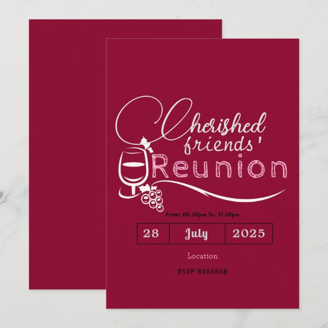 Cartes d'invitation pour une réunion d'amis chéris (Devant / Derrière)