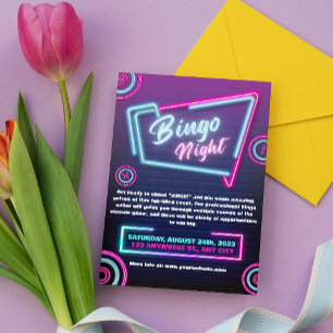 Cartes d'invitation pour une soirée Bingo moderne 