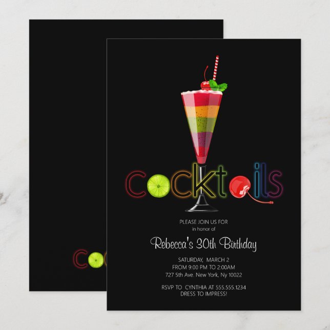 Cartes d'invitation pour une soirée cocktail arc-e (Devant / Derrière)