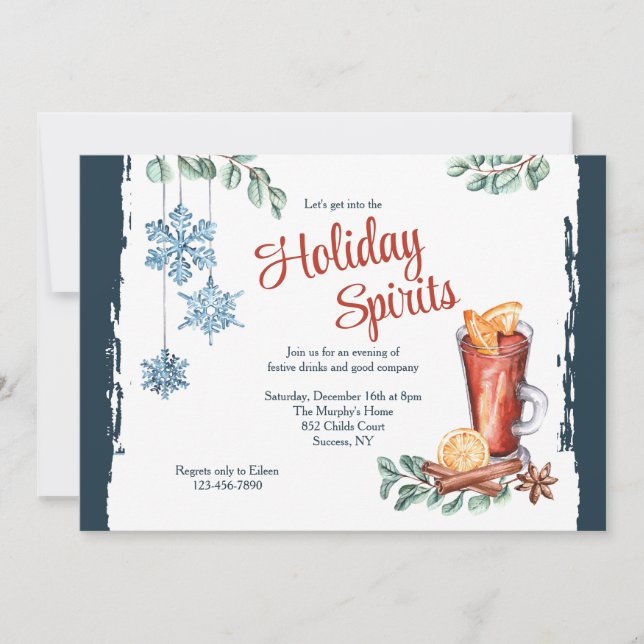 Cartes d'invitation pour une soirée cocktail hiver (Devant)