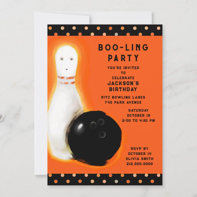Cartes d'invitation pour une soirée de bowling (Devant)