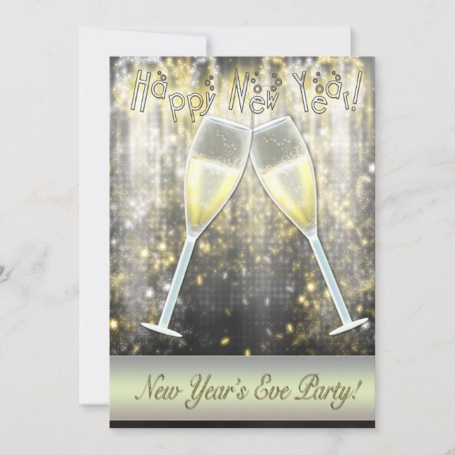 Cartes d'invitation pour une soirée du Nouvel An a (Devant)