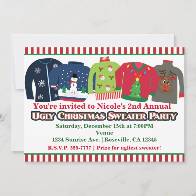 Cartes d'invitation pour une soirée festive avec u (Devant)
