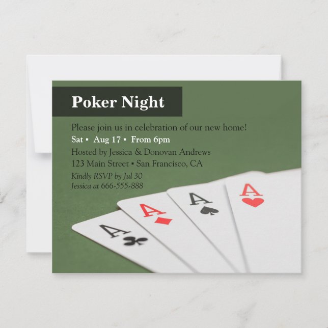 Cartes d'invitation pour une soirée poker de penda (Devant)