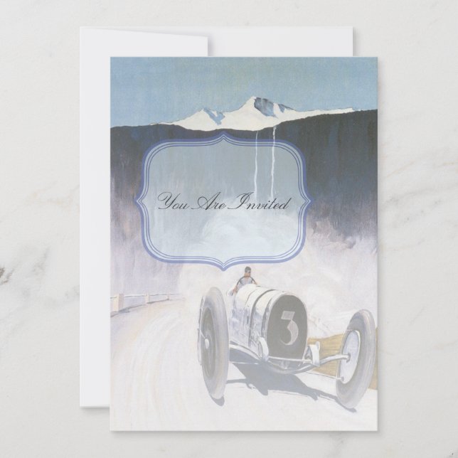 Cartes d'invitation pour voiture de course vintage (Devant)
