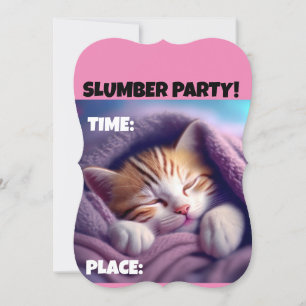 CARTES D'INVITATION PYJAMA PARTY CHAT MIGNON