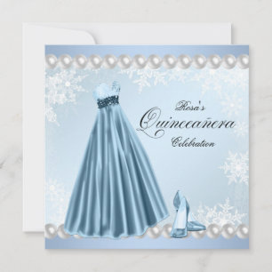 Cartes d'invitation Quinceanera Flocon de neige Bl