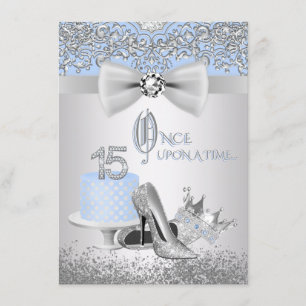Cartes d'invitation Quinceanera Princesse Bleu Arg