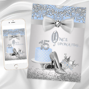 Cartes d'invitation Quinceanera Princesse Bleu Arg