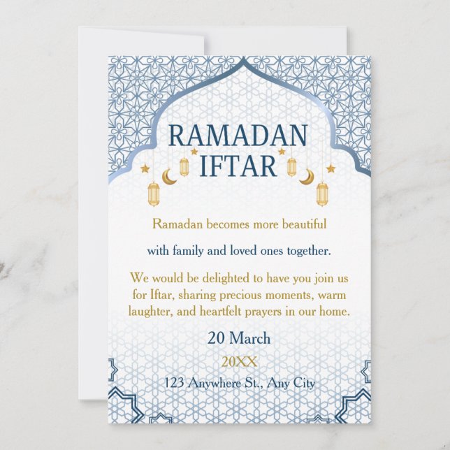 Cartes d'invitation Ramadan Mubarak – Iftar de fam (Devant)