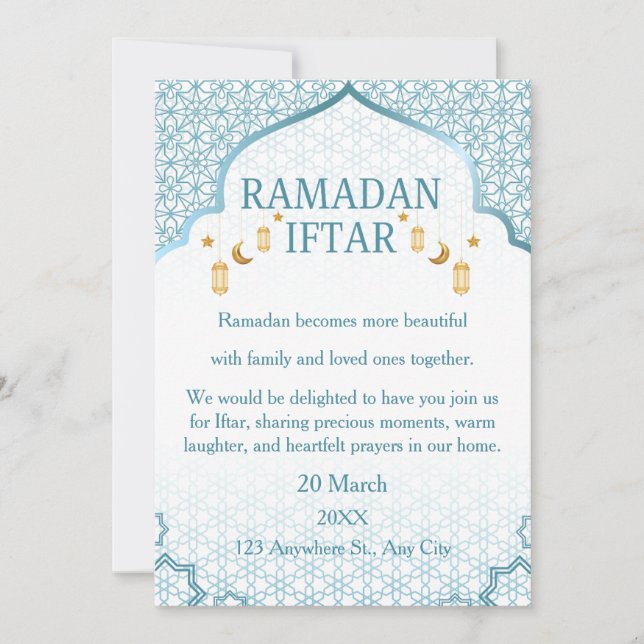 Cartes d'invitation Ramadan Mubarak – Iftar de fam (Devant)