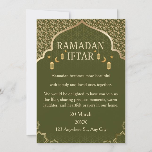 Cartes d'invitation Ramadan Mubarak – Iftar de fam (Devant)