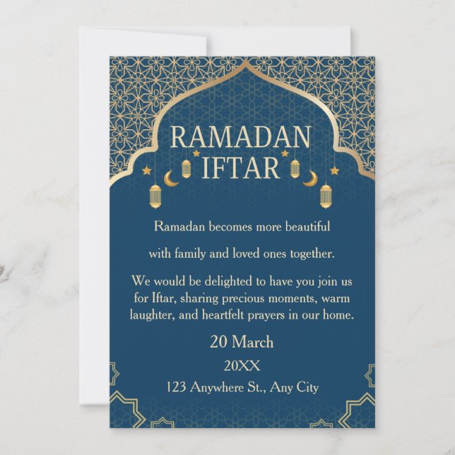 Cartes d'invitation Ramadan Mubarak – Iftar de fam (Devant)