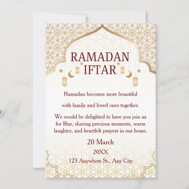 Cartes d'invitation Ramadan Mubarak – Iftar de fam (Devant)