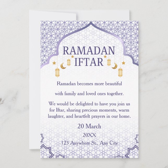 Cartes d'invitation Ramadan Mubarak – Iftar de fam (Devant)