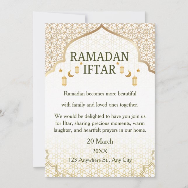 Cartes d'invitation Ramadan Mubarak – Iftar de fam (Devant)