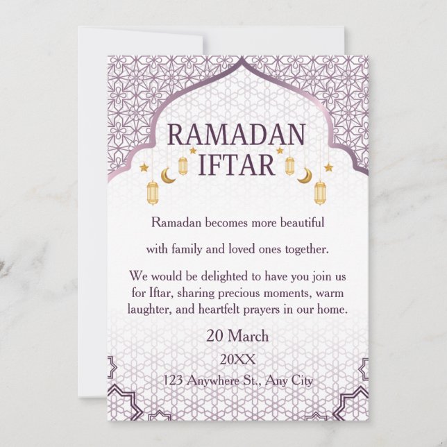 Cartes d'invitation Ramadan Mubarak – Iftar de fam (Devant)