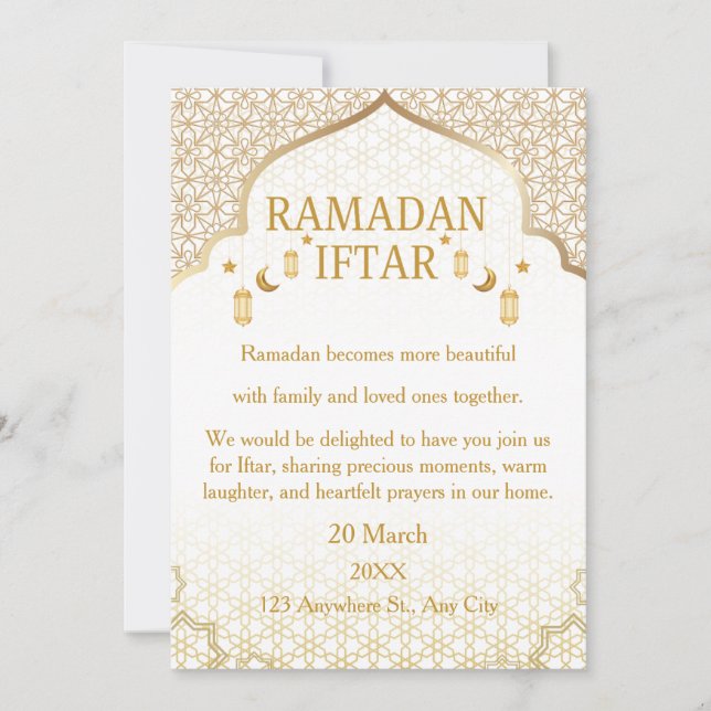 Cartes d'invitation Ramadan Mubarak – Iftar de fam (Devant)