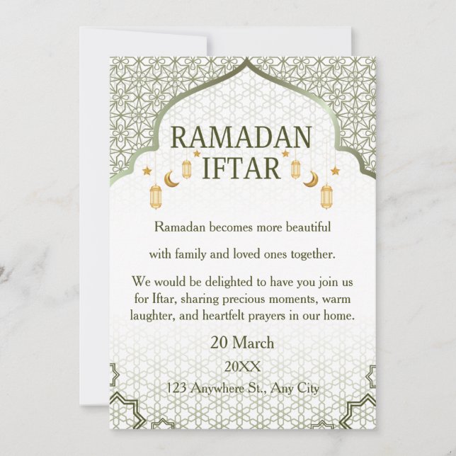 Cartes d'invitation Ramadan Mubarak – Iftar de fam (Devant)