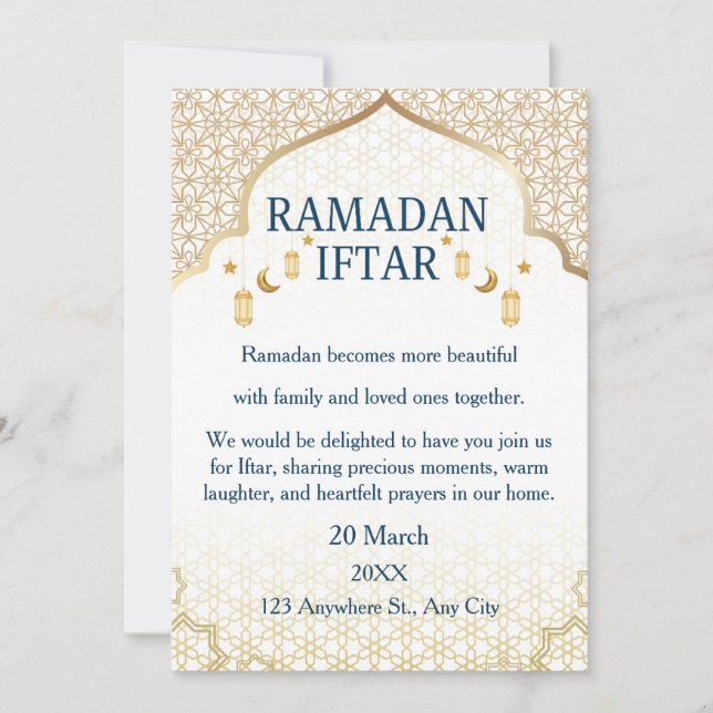 Cartes d'invitation Ramadan Mubarak – Iftar de fam (Devant)