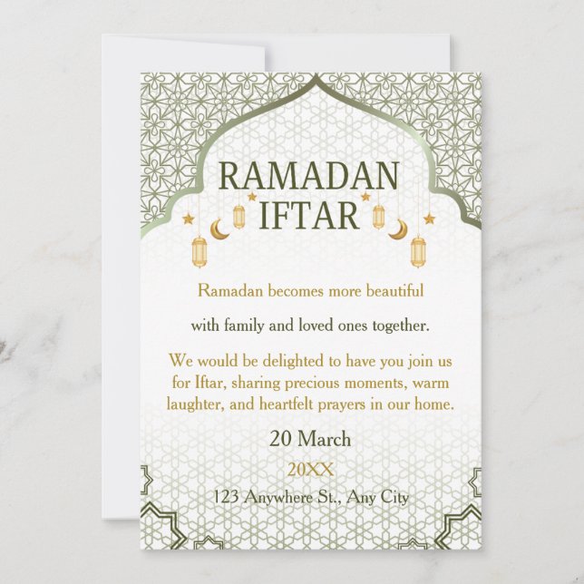 Cartes d'invitation Ramadan Mubarak – Iftar de fam (Devant)
