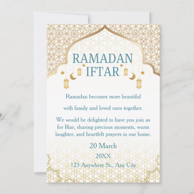 Cartes d'invitation Ramadan Mubarak – Iftar de fam (Devant)