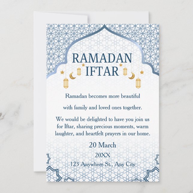 Cartes d'invitation Ramadan Mubarak – Iftar de fam (Devant)