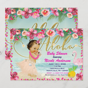 Cartes d'invitation Rétro Hawaïennes Baby Shower A