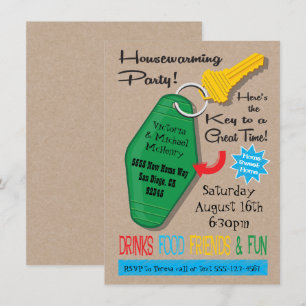 Cartes d'invitation rétro pour une pendaison de cr