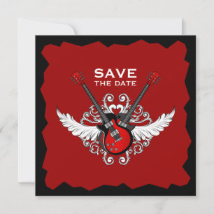 Cartes d'invitation Rock and Roll Guitars Save the