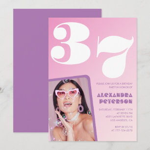 Cartes d'invitation rose groovy 37e anniversaire P