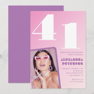 Cartes d'invitation rose groovy 41e anniversaire P
