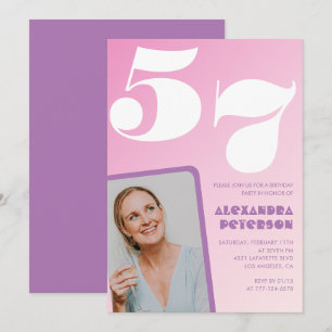 Cartes d'invitation rose groovy 57ème anniversaire