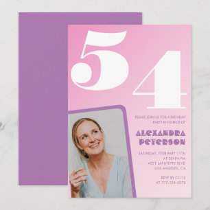Cartes d'invitation rose Groovy pour 54ème anniver
