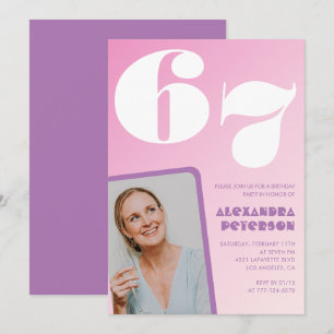 Cartes d'invitation rose groovy pour 67e anniversa