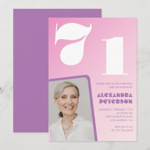 Cartes d'invitation rose groovy pour 71e anniversa