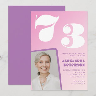 Cartes d'invitation rose groovy pour 73ème anniver