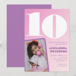 Cartes d'invitation rose pour 10ème anniversaire P