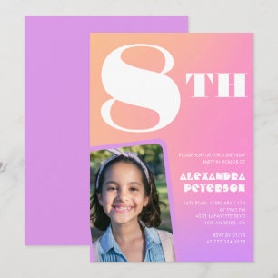 Cartes d'invitation rose pour 8ème anniversaire Ph