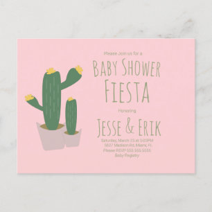 Cartes d'invitation Rose pour Baby Shower Cactus C