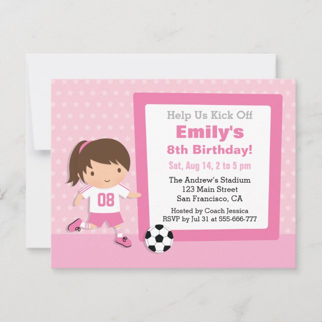 Cartes d'invitation rose pour l'anniversaire d'une (Devant)
