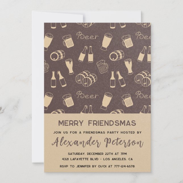 Cartes d'invitation Rustic Friendsmas Célébration  (Devant)
